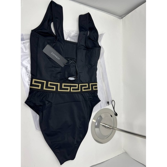 New Versace Medusa motif Greca black one piece swimsuit L - Picture 9 of 12